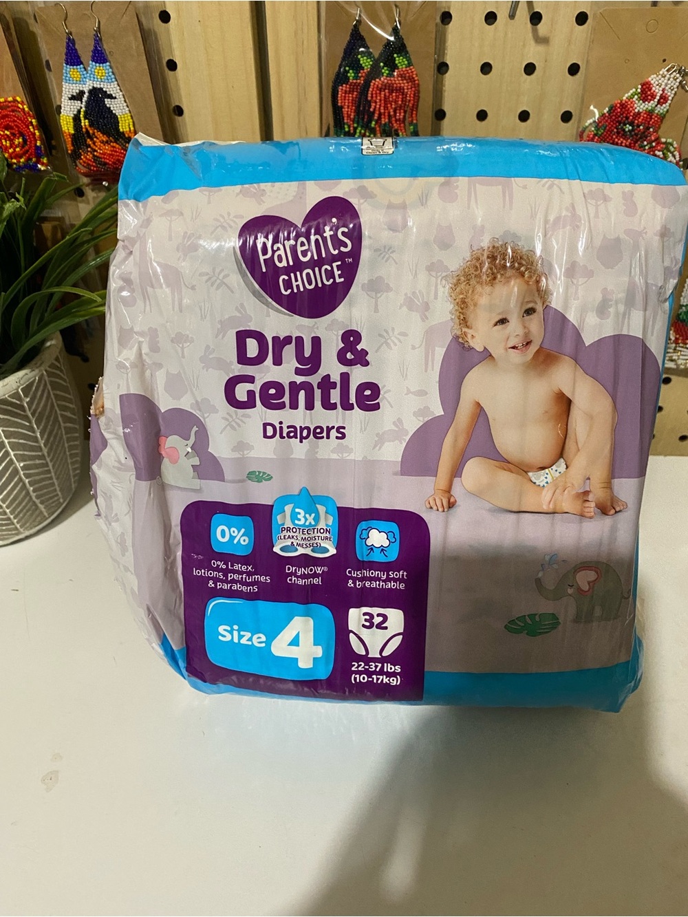 Parent's Choice Dry & Gentle Size 4 Baby Diapers - Purple/Blue